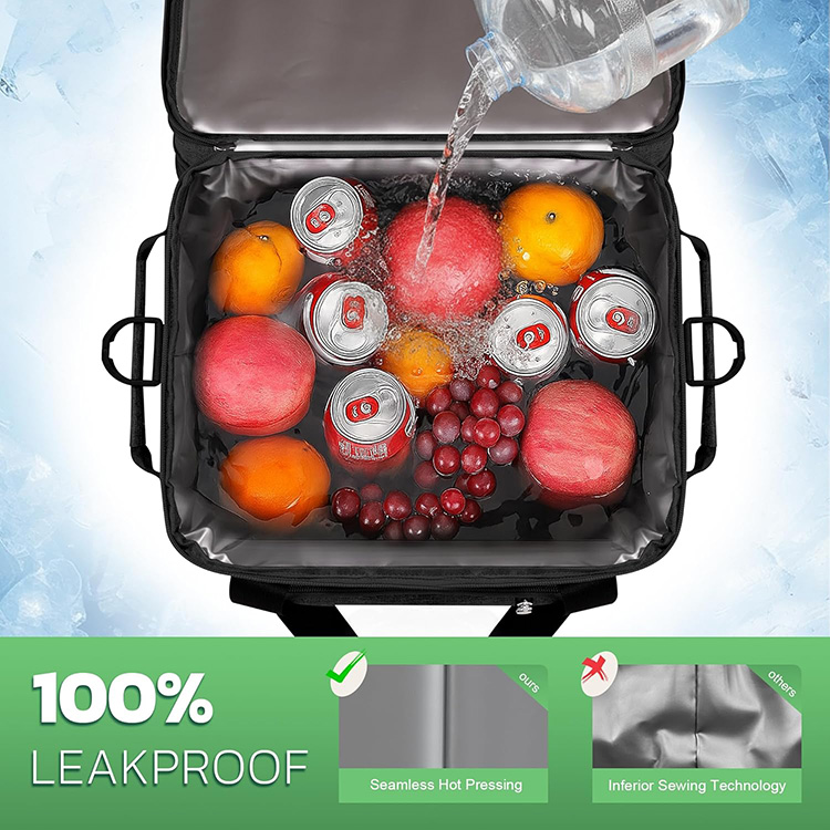 Double-Deck Large Capacity Insulated Cooler Bag with Separate Compartments for Hot Cold Food Camping Picnic Grocery