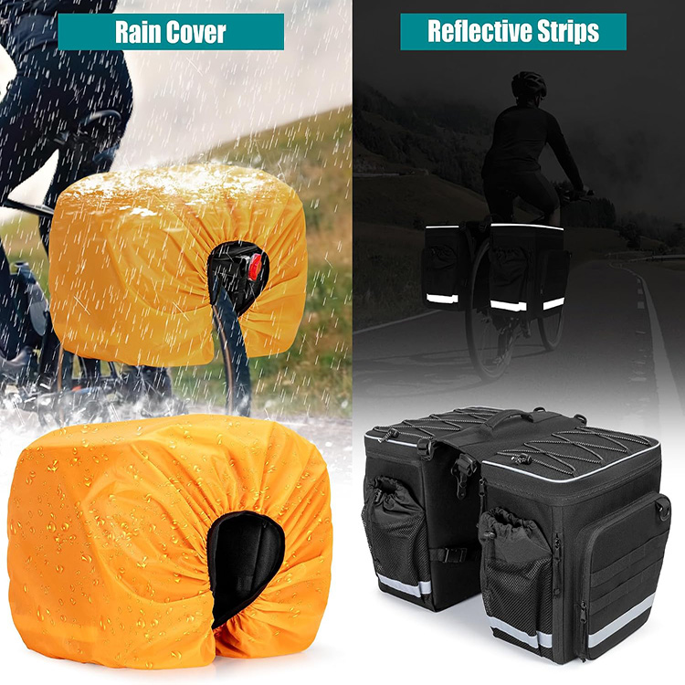 Expandable Waterproof Large Capacity cycle Pannier Bag with Multiple Compartments for Touring Travel Outdoor Motorbike