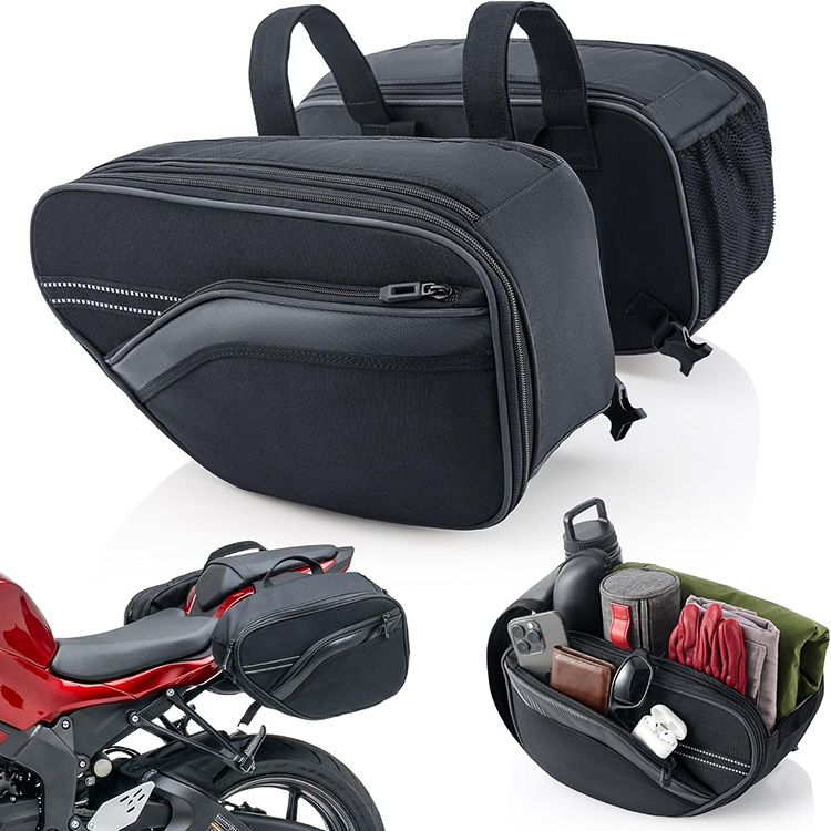 Expandable Waterproof Large Capacity Motorcycle Saddle Bag with Quick Release System for Touring Travel 
