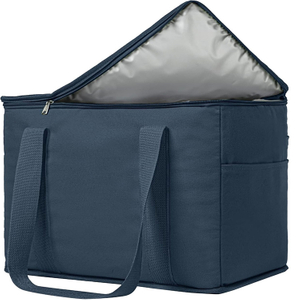 Zippered Leakproof Reusable Large Insulated Grocery Bag with Sturdy Handles for Shopping Picnic Beach Camping Travel Outdoor