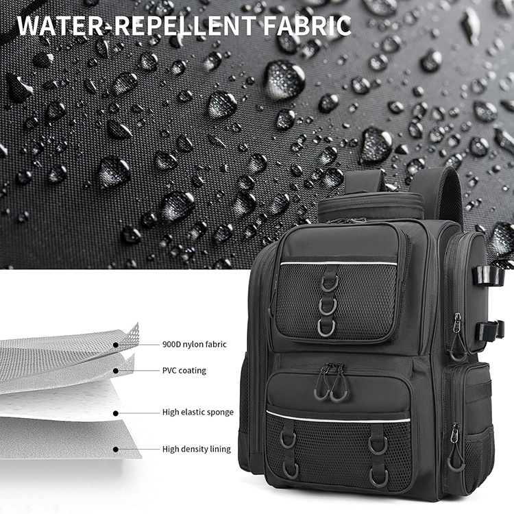 Lightweight Breathable Padded Fishing Tackle Backpack with built-in rod holder straps for outdoor lake freshwater fishing