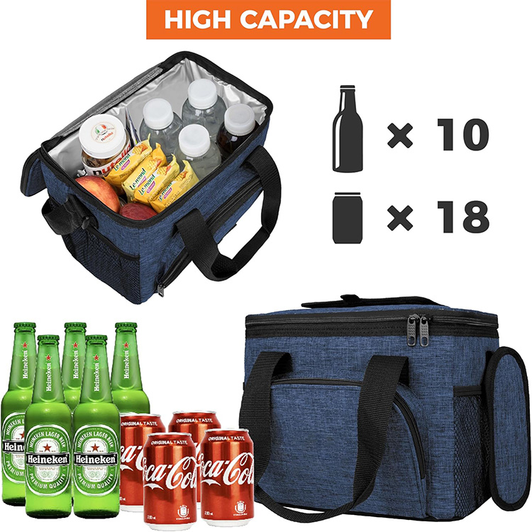 Large Capacity Leakproof Insulated Lunch Bag with Dual Zipper for Work Office Outdoor Picnic Travel Daily Meal Storage