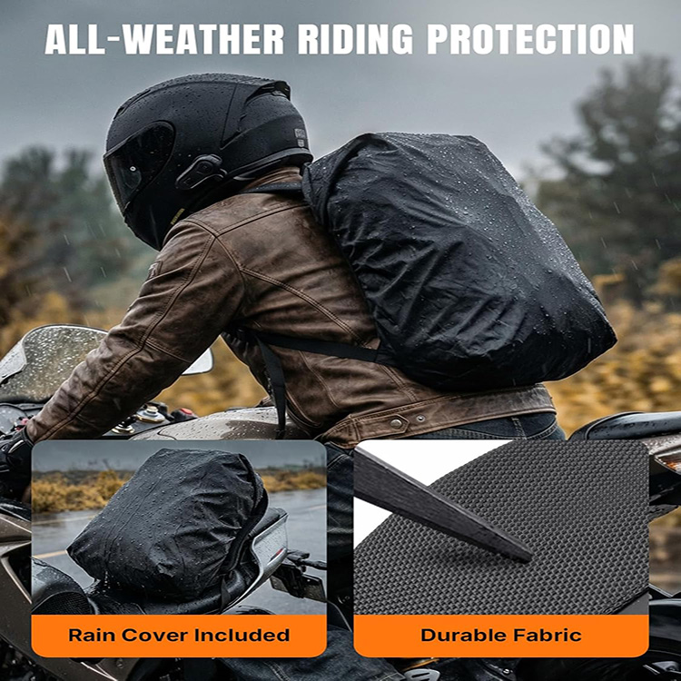 Reflective Water-Resistant Large Capacity Motorcycle Helmet Backpack with USB Port for Motorbike Racing Travel Outdoor Storage