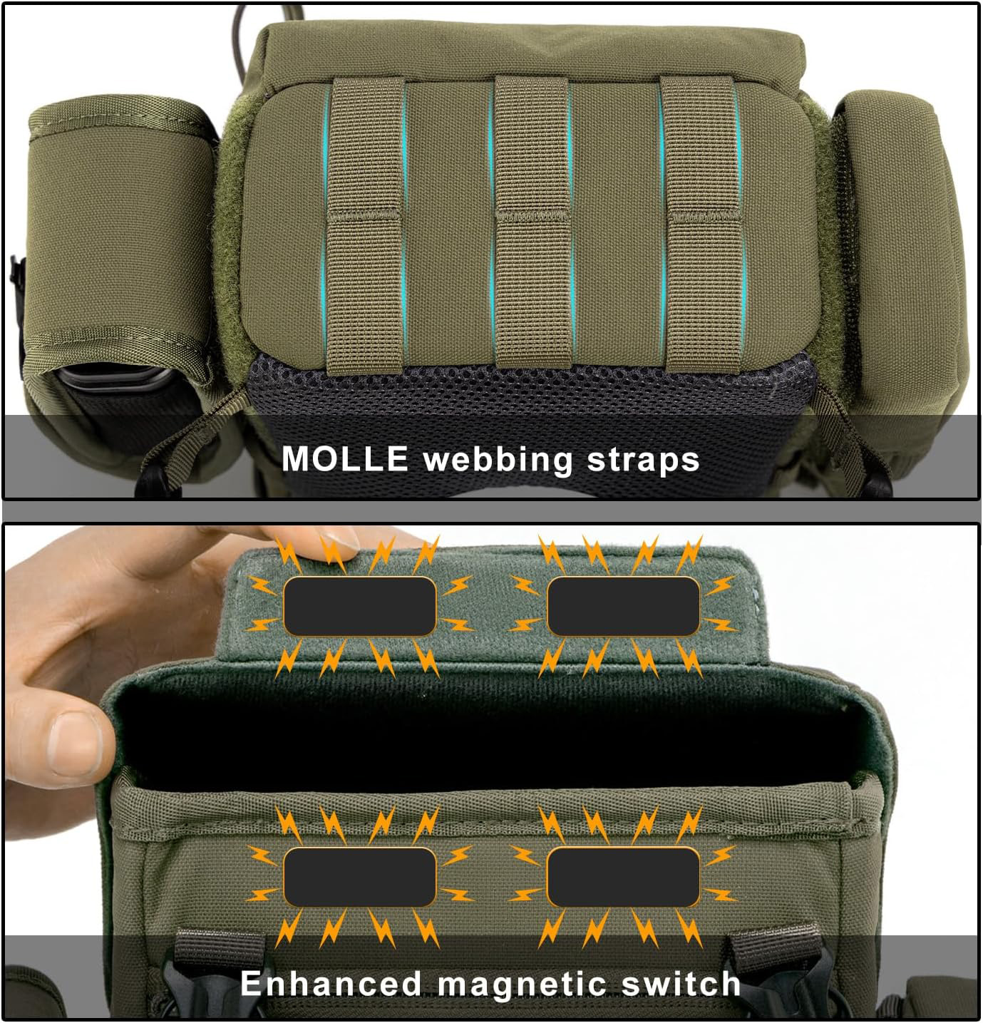 Nylon Lightweight Waterproof Tactical Chest Pack with Padded Adjustable Harness Straps for Hunting Bird Watching Shooting