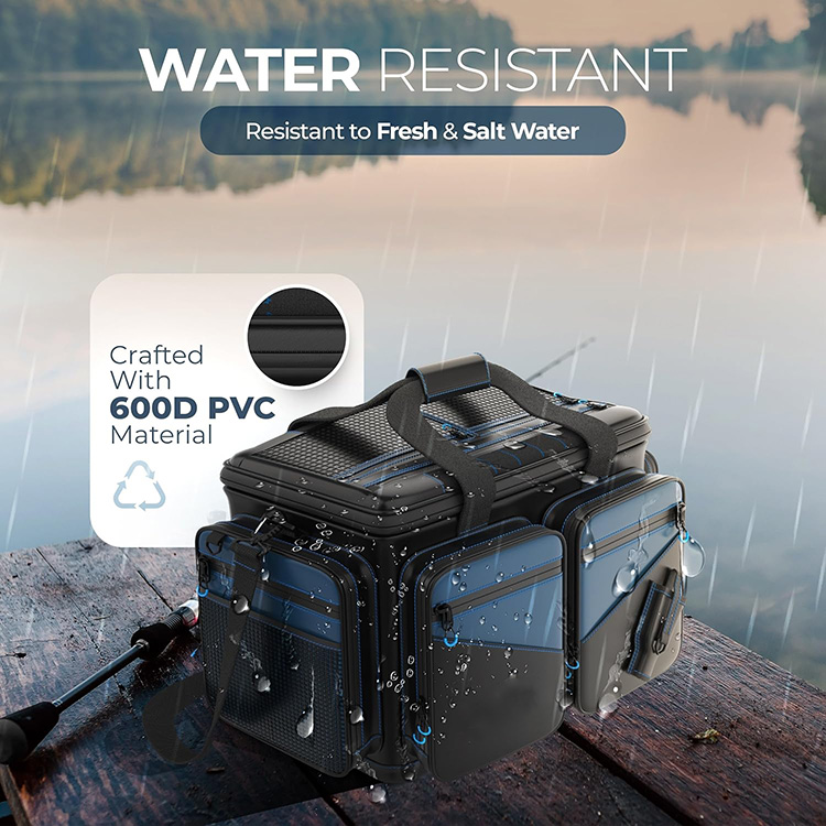 Salt Water Resistant Waterproof Material Fishing Tackle Bag with Shoulder Strap Large Capacity for Outdoor