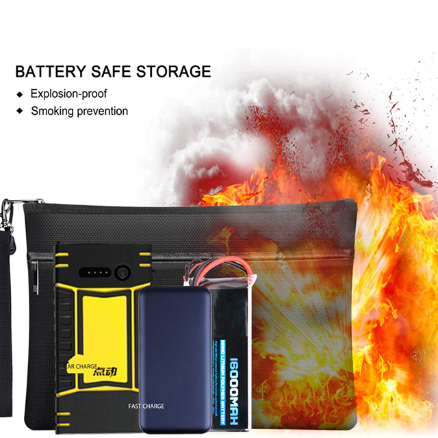 High Quality Two Pockets Waterproof Fireproof Money Bag for Documents Cash(EPZ-297)