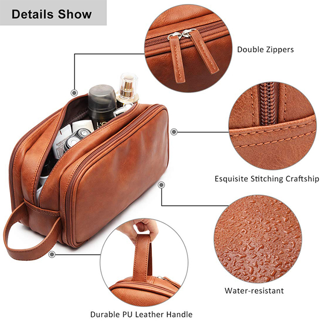 Hot Sell Large Capacity Waterproof Leather Toiletry Bag with Sturdy Handle(EPZ-225)
