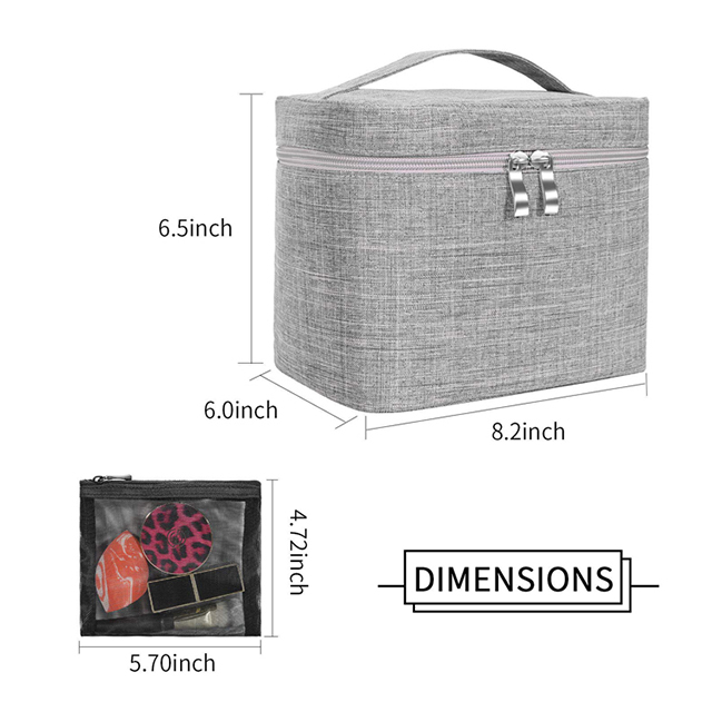 Wholesale Travel Large Make Up Woman Cosmetic Bags with Mesh Bag Brush Holder(EPZ-448)