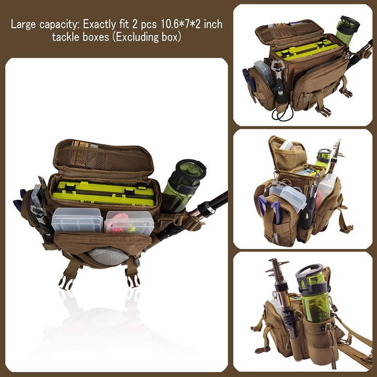 Well Designed Large Capacity Saltwater Resistant Fishing Tackle Storage Bag With Rod Holder