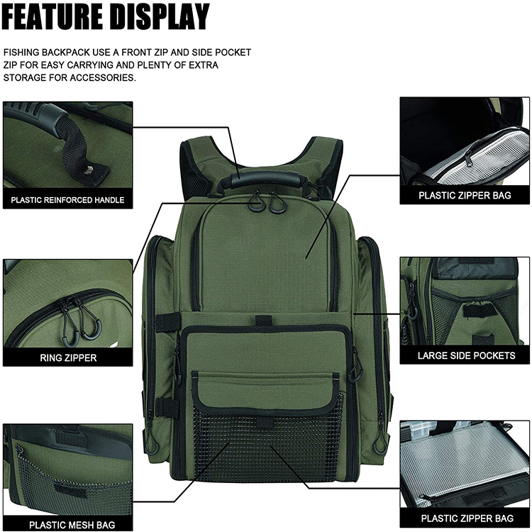 New Trend Product Water-Resistant Outdoor Large Capacity Fishing Tackle Storage Backpack