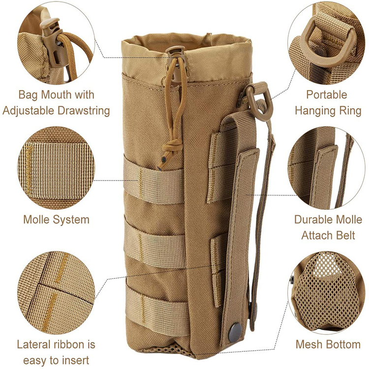 New Updating Durable Small Tactical Drawstring Outdoor Hunting Water Bottle Holder Pouch Bag