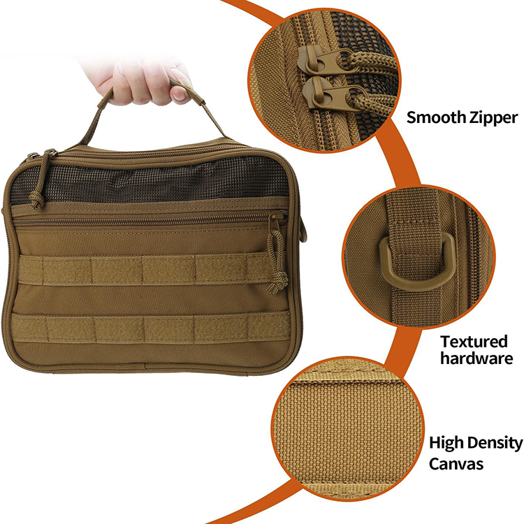 Durable and Multi-Pocket Hanging Tactical Toiletry Bag with Mirror for Travel