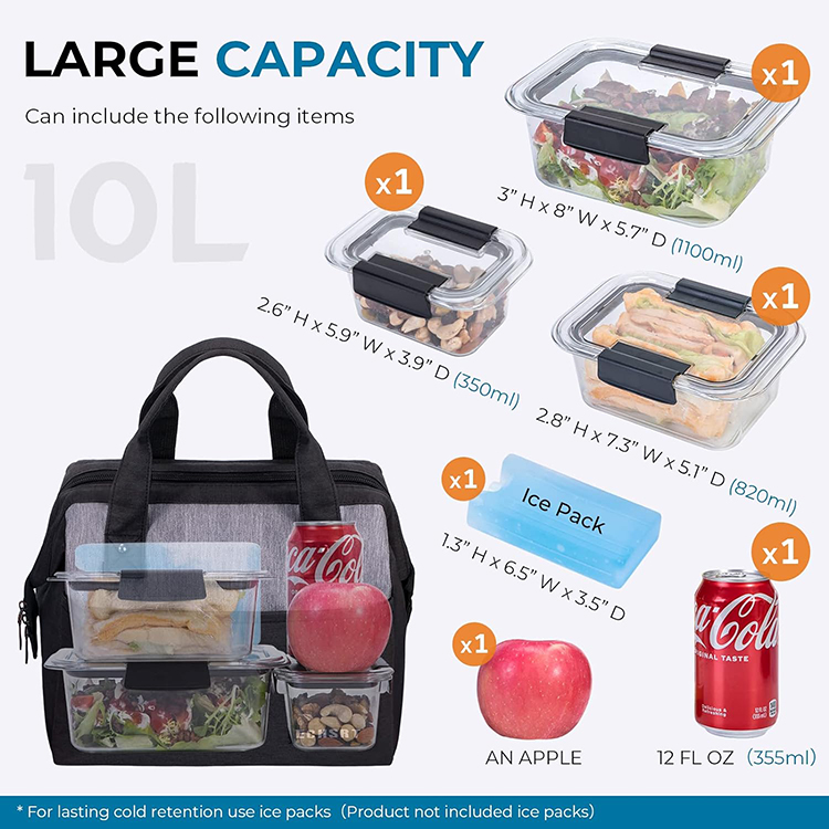 15L Large Capacity and Leakproof Long-Term Insulation Lunch Tote Bag for Office