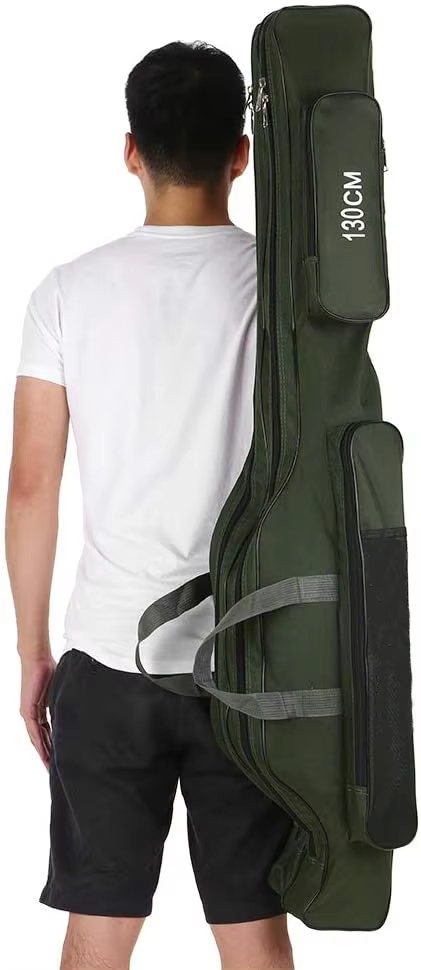 Water-resistant 3 layer Army Green Large Capacity Fishing Rod Reel Storage Bag