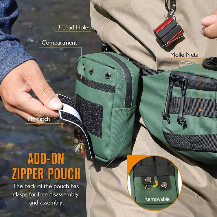 Multi-function Waterproof Fishing Belt Bag with Detachable Pouch and Water Bottle Holder