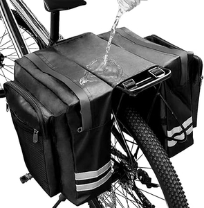 Bike Rear Rack Double Pannier Bag, Waterproof Bicycle Trunk Bag, Bike Pannier Bag with Reflective Trim