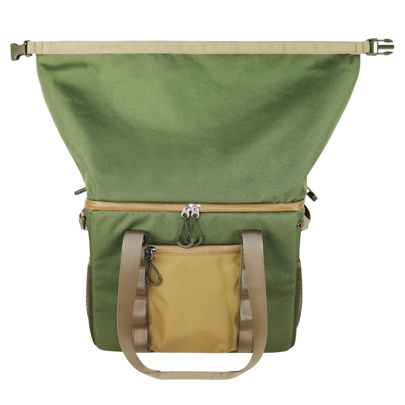 Extendable Double-Layer Insulated Bag, Oxford Cloth Roll-Top Foldable Cooler Bag for Outdoor Camping Storage & Organization