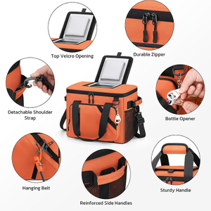 Double-Deck Leakproof Insulated Large Capacity Cooler Bag with Separate Compartments for Hot Cold Food Camping Picnic Travel