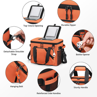 Double-Deck Leakproof Insulated Large Capacity Cooler Bag with Separate Compartments for Hot Cold Food Camping Picnic Travel