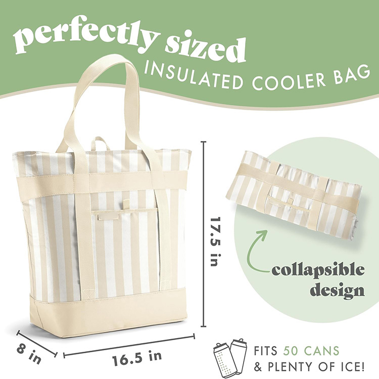 Insulated Leakproof Large Capacity Insulated Tote Bag with Sturdy Handles for Grocery Shopping Picnic Beach Work Lunch Travel