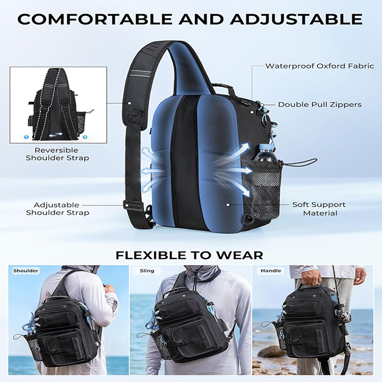 Waterproof Wear-resistant Large Capacity Fishing Backpack with Multi Detachable Tackle Pockets for River Bank Lure Angling