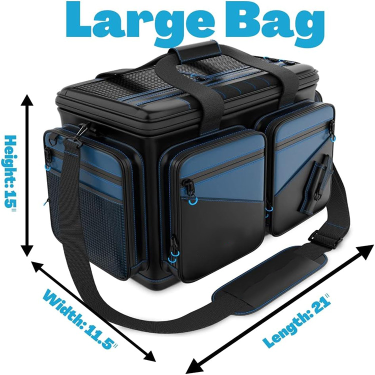 Salt Water Resistant Waterproof Material Fishing Tackle Bag with Shoulder Strap Large Capacity for Outdoor
