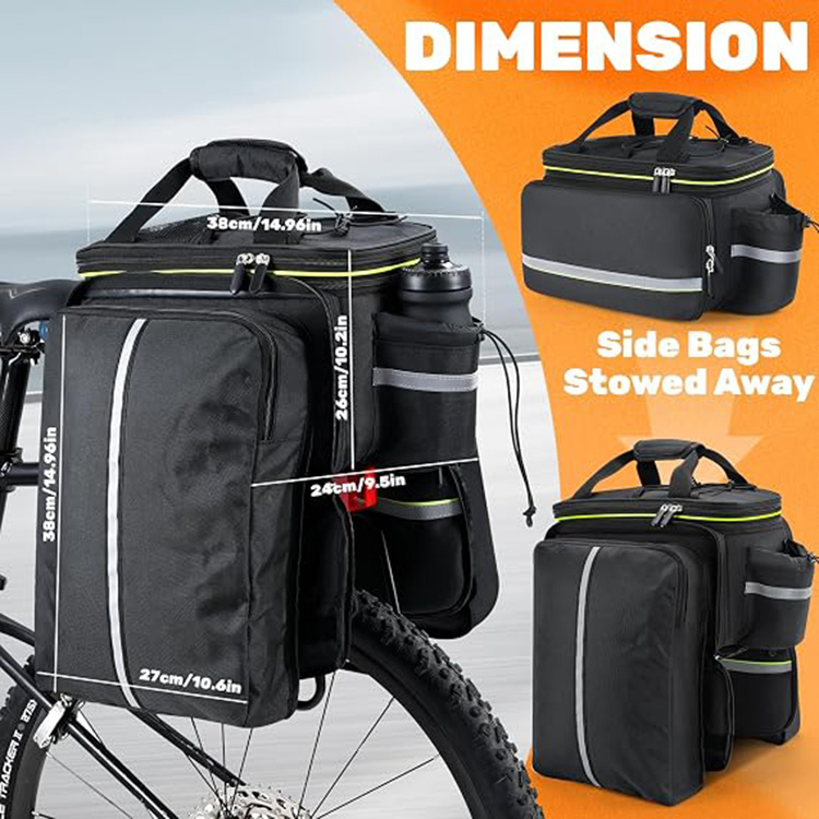 Large Capacity Waterproof Bike Pannier Bag with Double Saddle Design for Cycling Commuting Touring