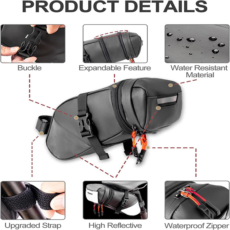 Expandable Large Capacity Waterproof Bike Pannier Bag with Reflective Stripe for Commuting Touring Grocery