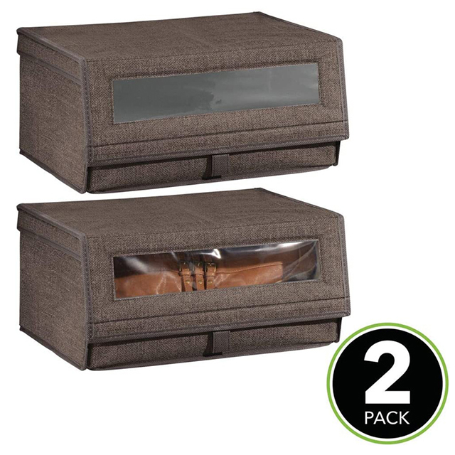 Factory Direct 2 Pack Large Shoe Box Storage with Clear Window and Hinged Lid(EPZ-276)