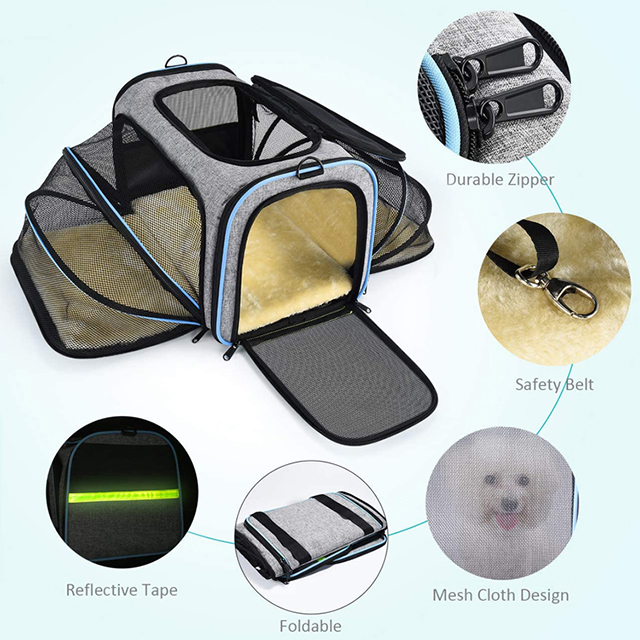 Premium Quality Airline Approved Expandable Foldable Soft-Sided Pet Carrier Bag(EPZ-302)