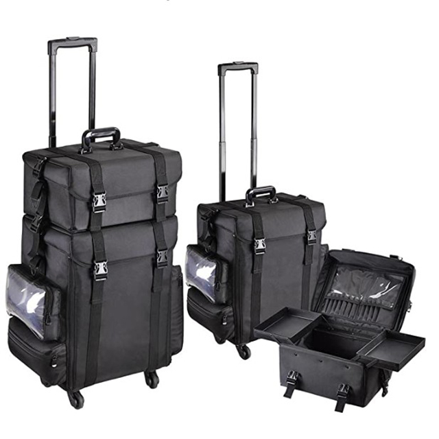 China Supplier 2 in 1 Soft Sided Rolling Makeup Case Trolley Make Up Case(EPZ-005)