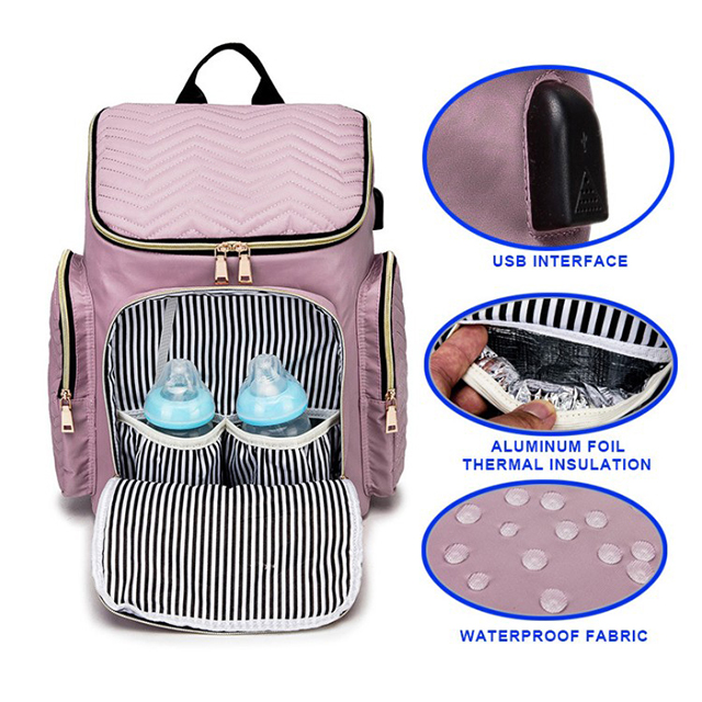 Ready to Ship Large Capacity Mummy Diaper Bag Baby with USB Charging Port(EPZ-387)