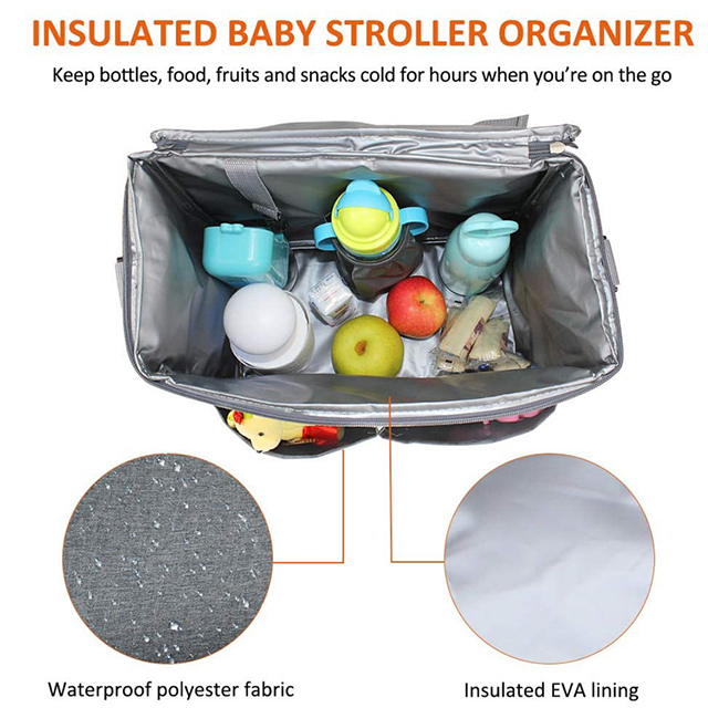 Hot Sell Insulated Waterproof Large Storage Baby Stroller Organizer Bag Nappy(EPZ-366)