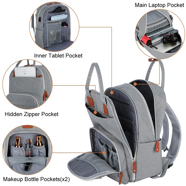 Multifunction Daypack with Multi-pocket for Cosmetics Laptop Bags for Women(EPZ-438)