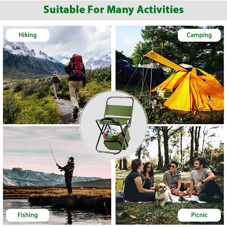 Newest Design Outdoor Portable Folding Fishing Chair Seat Bag With Insulated Picnic Bag