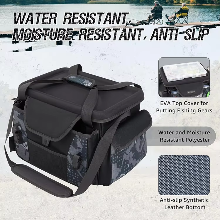 Water Resistant Extra Large Fit 7 3700 Tackle Boxes Fishing Box Bags With EVA Top Cover