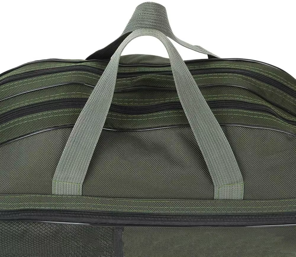 Water-resistant 3 layer Army Green Large Capacity Fishing Rod Reel Storage Bag