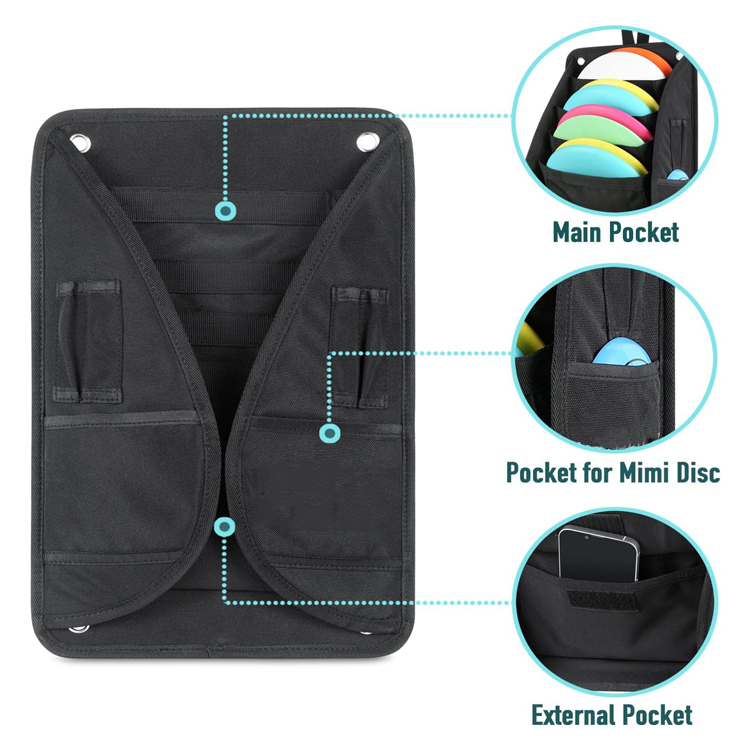 Durable Disc Golf Cart Pocket Pouch with Strap and Multi-pocket for Discs and Disc Golf Accessories