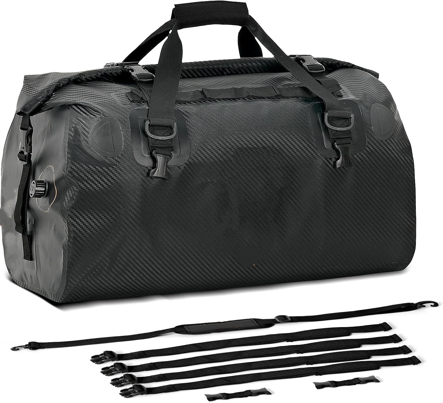 Motorcycle 500D PVC Tail Luggage Bag Saddle Dry Luggage Outdoor Accessories, Carbon Fiber, Waterproof Luggage Bag