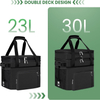 Double-Deck Large Capacity Insulated Cooler Bag with Separate Compartments for Hot Cold Food Camping Picnic Grocery
