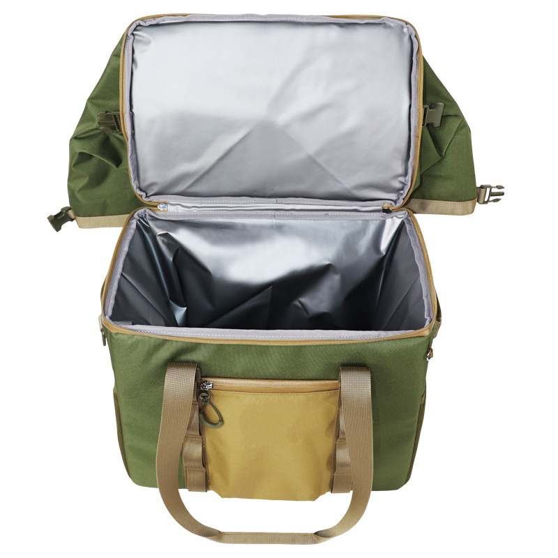 Extendable Double-Layer Insulated Bag, Oxford Cloth Roll-Top Foldable Cooler Bag for Outdoor Camping Storage & Organization