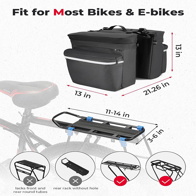 Waterproof Upgraded Large Capacity cycle Pannier Bag with Rain Cover for Touring Traveling Commuting Outdoor Adventure