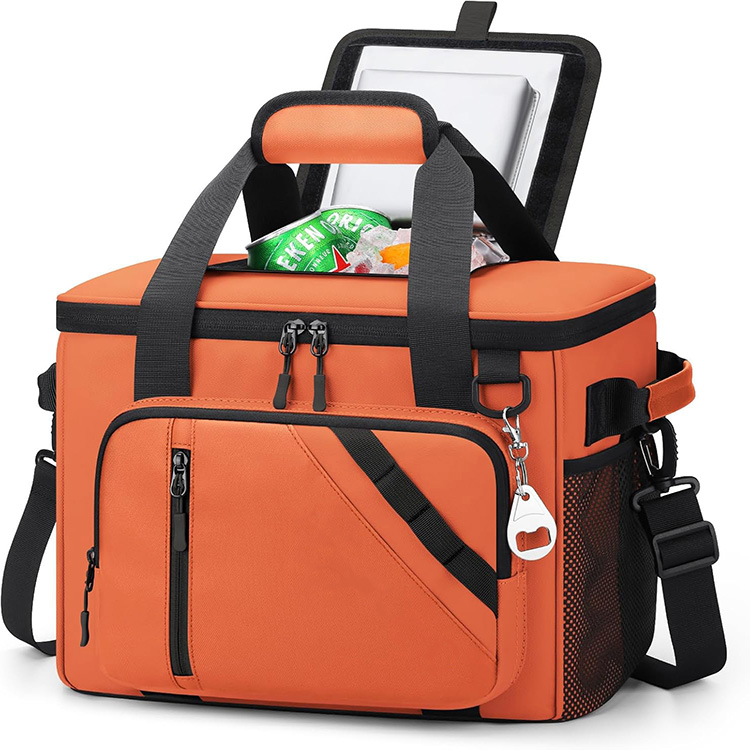 Double-Deck Leakproof Insulated Large Capacity Cooler Bag with Separate Compartments for Hot Cold Food Camping Picnic Travel