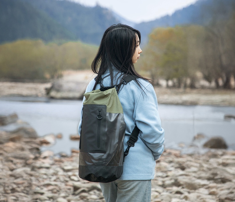 Fashion Translucent PVC Transparent 20L Outdoor Waterproof Bucket Bag Travel Sports Rafting Backpack