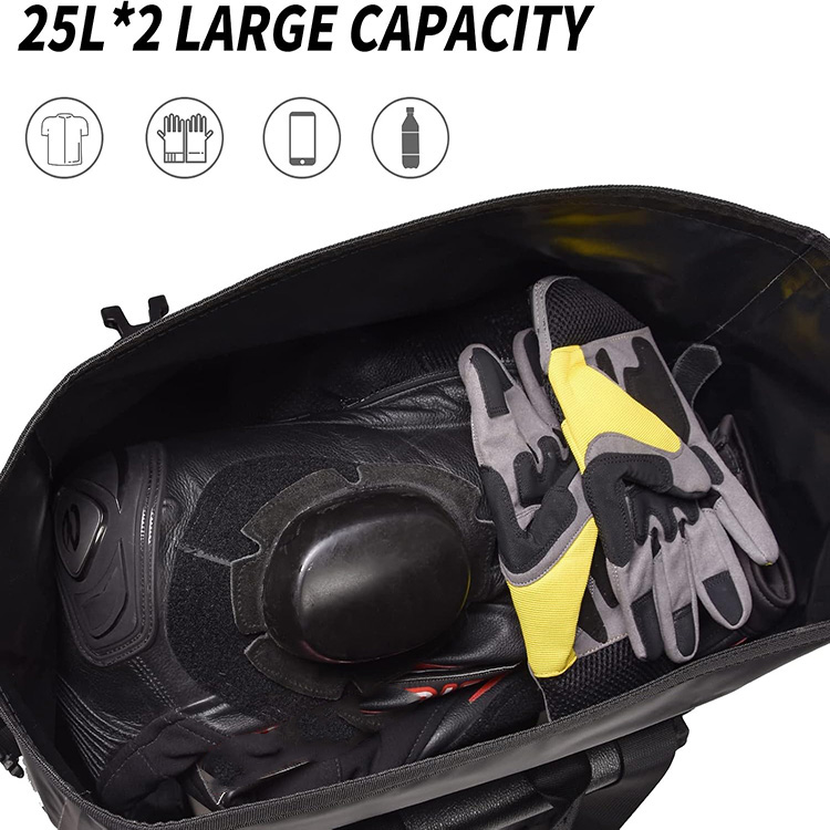 Heavy-Duty Detachable Large Capacity Motorcycle Saddle Bag with Quick Release Buckles for Touring Travel Outdoor Adventure