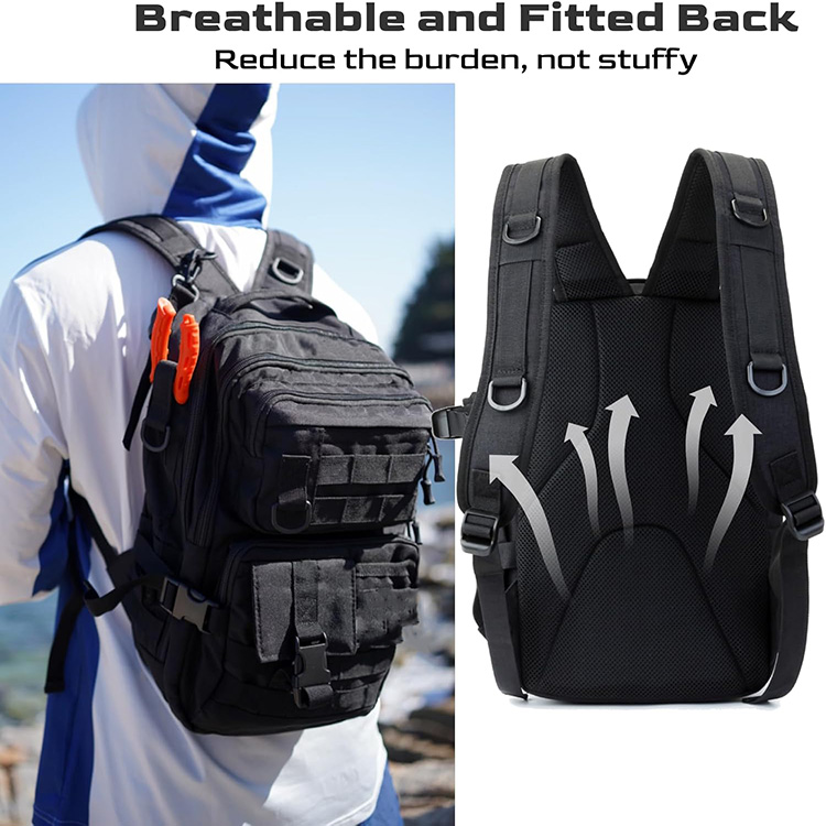 Durable 1000D Waterproof Polyester Tactical Fishing Tackle Backpack with MOLLE System Organized for Outdoor Gear Storage 