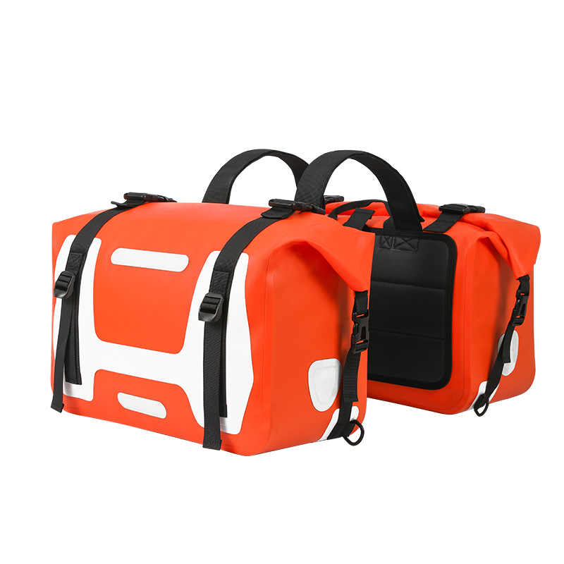 Motorcycle Rear Seat Waterproof Open Closure PVC Side Storage Bag for Long-Distance Outdoor Riding
