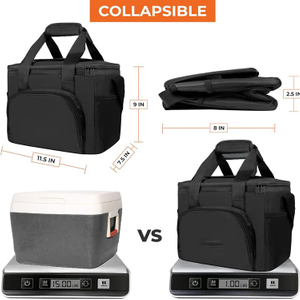 Thermal Insulated Leakproof Collapsible Lunch Bag with Dual Zipper for Work Office Outdoor Picnic Travel Daily Meal Storage Use