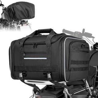 Large Capacity Expandable Waterproof Motorcycle Travel Bag with Rain Cover for Motorbike Touring Outdoor Adventure Storage