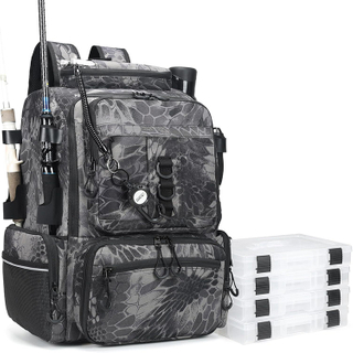 Functional Polyester 45L Two-layer Durable Outdoor Waterproof Fishing Tackle Backpack with Shoulder Strap for Outdoor Use